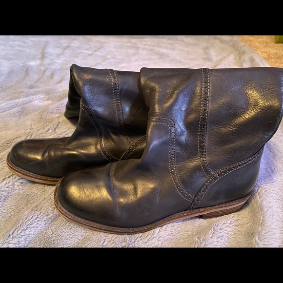 Lucky brand Andria black, tall leather books faux crepe sole gently worn size 10 - Picture 8 of 16